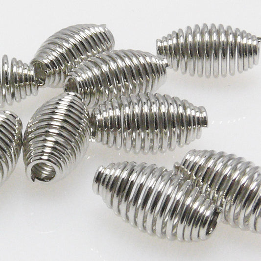 10 Metallperlen Drahtperlen 11mm silberfarben Metall Spirale Metallbead oval