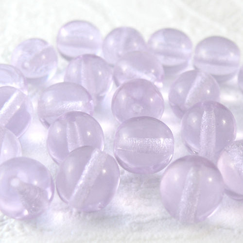 25 Glasperlen Kugeln 8mm Flieder rund Glas Perlen mit Silbereinzug -644
