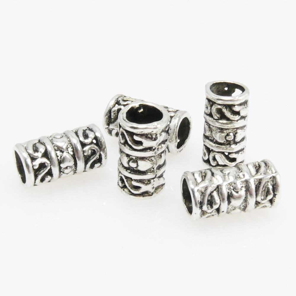 5 Metallperlen 12x6mm Spacer Großlochperlen altsilber Metall Perlen Beads -1659