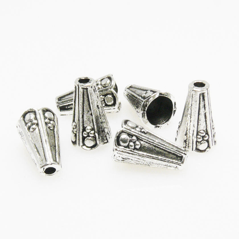 6 große Perlenkappen Endkappen Perlkappen silber antik Kappen 12mm -1067