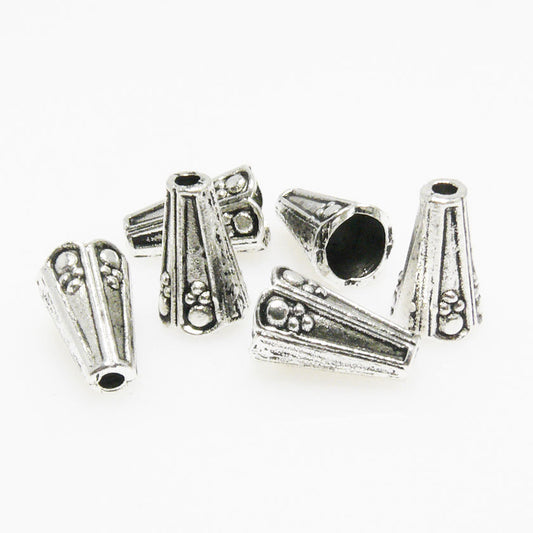 6 große Perlenkappen Endkappen Perlkappen silber antik Kappen 12mm -1067