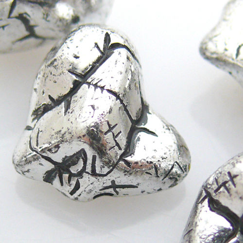 5 St. große Perlen Kunststoffperlen 16mm Acrylperlen silber Bastelperlen Nuggets