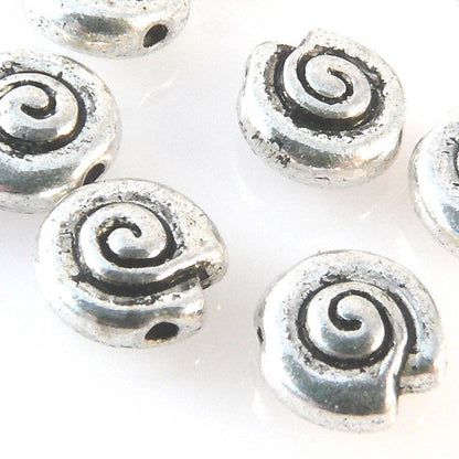 10 Metallperlen Schnecken 8mm Tierperlen altsilber Metallschnecken Bastelperlen