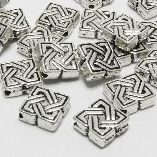 20x Metallperlen 7mm Metall Quadrate Spacer Perlen altsilberfarben -303