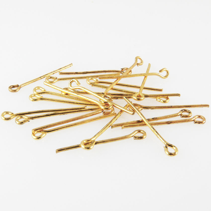 24 St. Ösenstifte Kettelstifte vergoldet 20mm Stifte Verbinder zum Schmuck Basteln