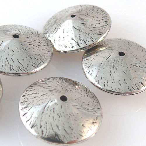 5 Kunststoffperlen Diskus 21mm Acrylperlen Spacer Perlen silber Bastelperlen neu