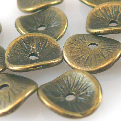 15 Metallperlen Metall Scheiben gewellt 9,5mm bronzefarben Perlen-1273