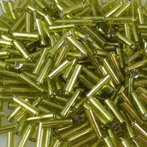 460 Rocailles-Stifte 6mm olivgrün mit Silbereinzug Glasperlen Perlen basteln