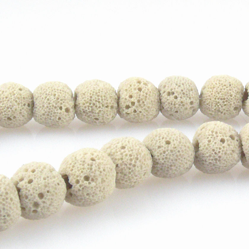 Strang Lavaperlen 9-10mm rund Perlen sand 41 Kugeln Lavakugeln natur -1413