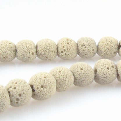 Strang Lavaperlen 9-10mm rund Perlen sand 41 Kugeln Lavakugeln natur -1413