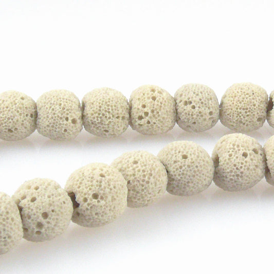 Strang Lavaperlen 9-10mm rund Perlen sand 41 Kugeln Lavakugeln natur -1413