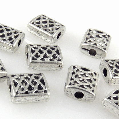 10x Metallperlen Rechtecke 7mm Metall Spacer Perlen altsilber Bastelperlen -1438
