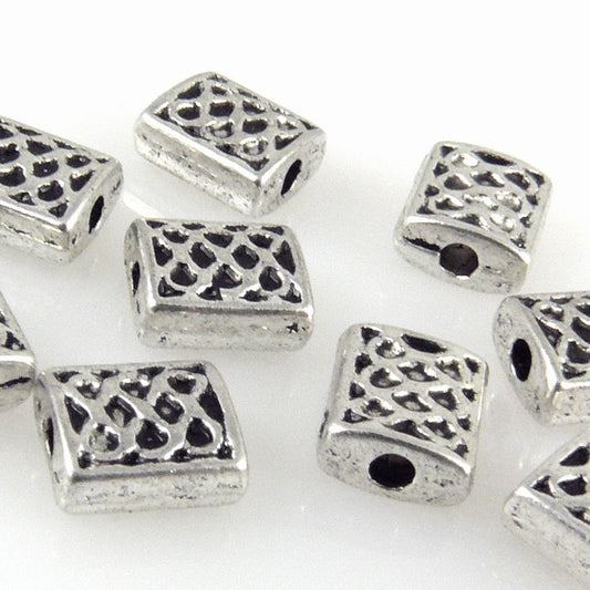 10x Metallperlen Rechtecke 7mm Metall Spacer Perlen altsilber Bastelperlen -1438