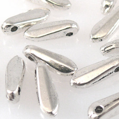 20 Metallperlen Zähne 10mm Zahnanhänger silber antik Metallanhänger zum Basteln