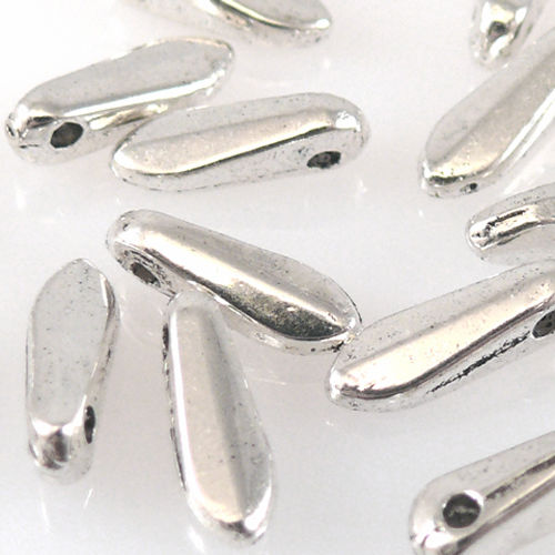 20 Metallperlen Zähne 10mm Zahnanhänger silber antik Metallanhänger zum Basteln