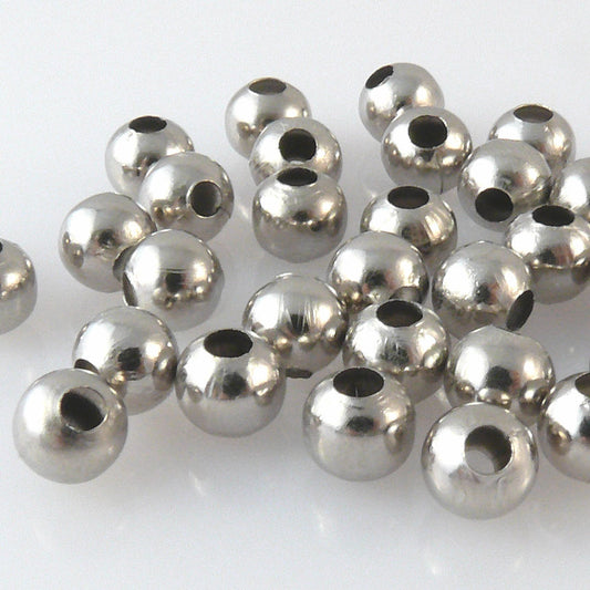 35 Metallperlen Kugeln 6mm rund silberfarben Metallkugeln zum Basteln -704