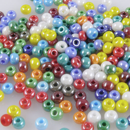 Rocailles 240St. 6/0 Perlen Glasperlen Farben-Mix 4mm Beads bunt -422