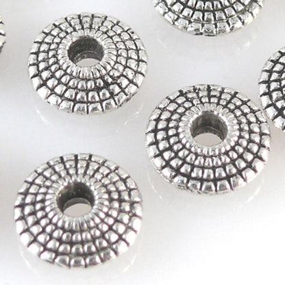 10 Metallperlen Metall Diskus 8mm silberfarben Spacer Perlen Scheiben Rondelle