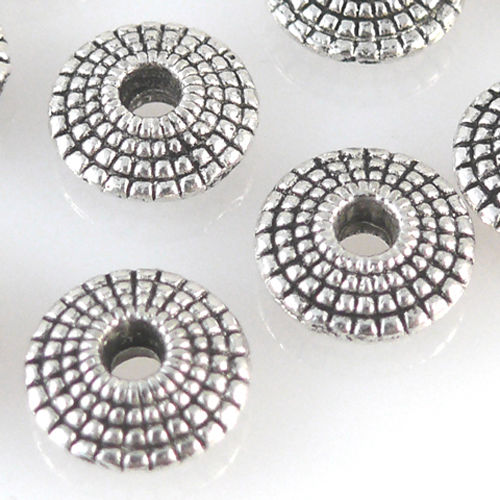 10 Metallperlen Metall Diskus 8mm silberfarben Spacer Perlen Scheiben Rondelle
