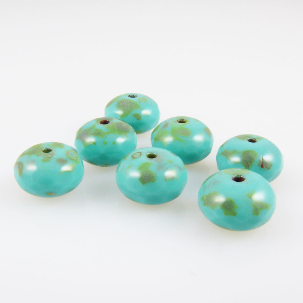 7x edle Glasschliffperlen facettierte Perlen Rondelle 7x10mm türkis -931