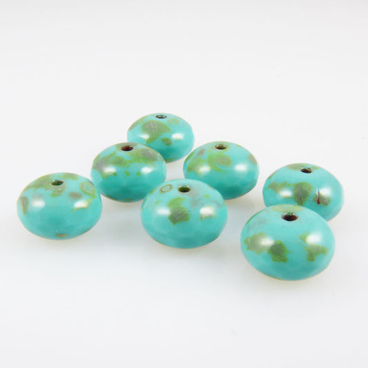 7x edle Glasschliffperlen facettierte Perlen Rondelle 7x10mm türkis -931