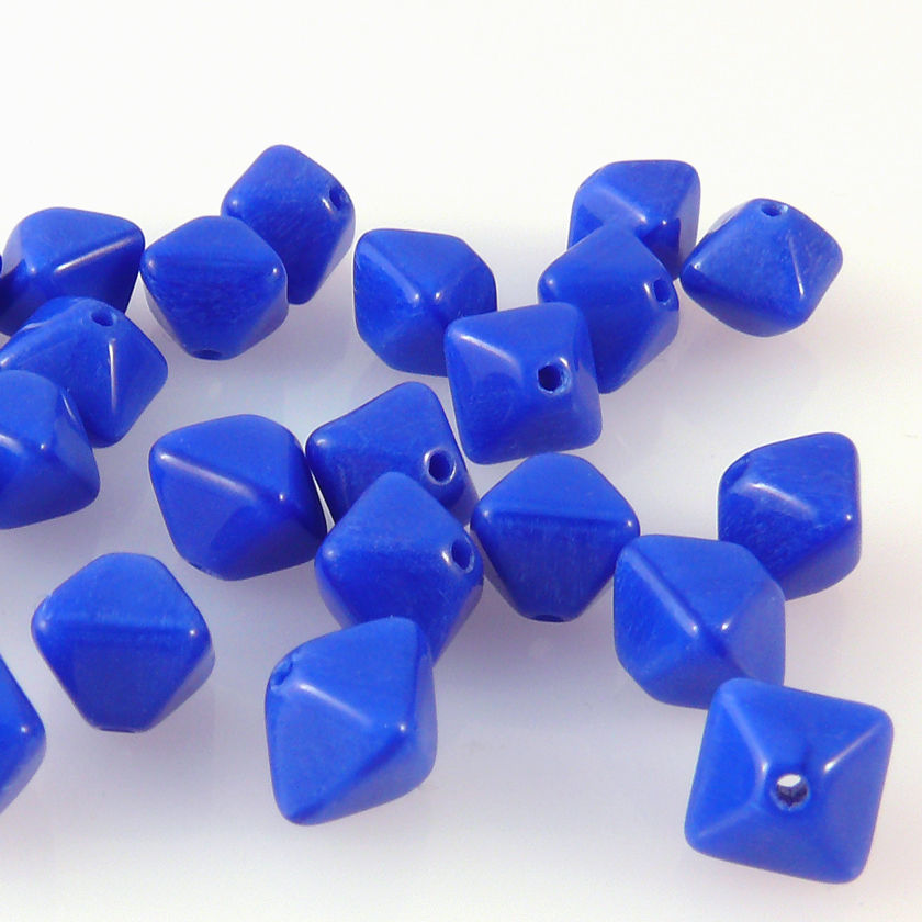 25 Perlen edle Rhomben blau Glasperlen 8mm blaue Bastelsteine -193