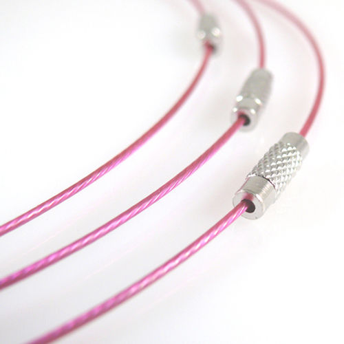 Halsreif aus Edelstahl mit Schraubverschluß 46cm pink Collier Halsreifen NEU