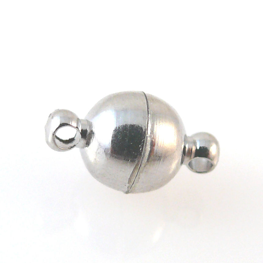 Magnetverschlüsse Set 3 St. Kugel silber Verschlüsse 6mm Kettenschließen Magnetschließen
