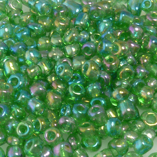 300 Rocailles Perlen Glasperlen 3-4mm grün AB Roccailles zum Basteln -493