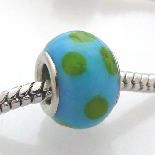 Großlochperlen Glas Bead hellblau 13mm Glasperle zum Sammeln -544