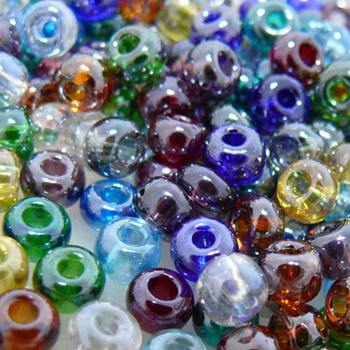 260 bunte Rocaillesperlen 4x2,5mm Glasperlen-Mix edler Lüster Perlen bunt -1400