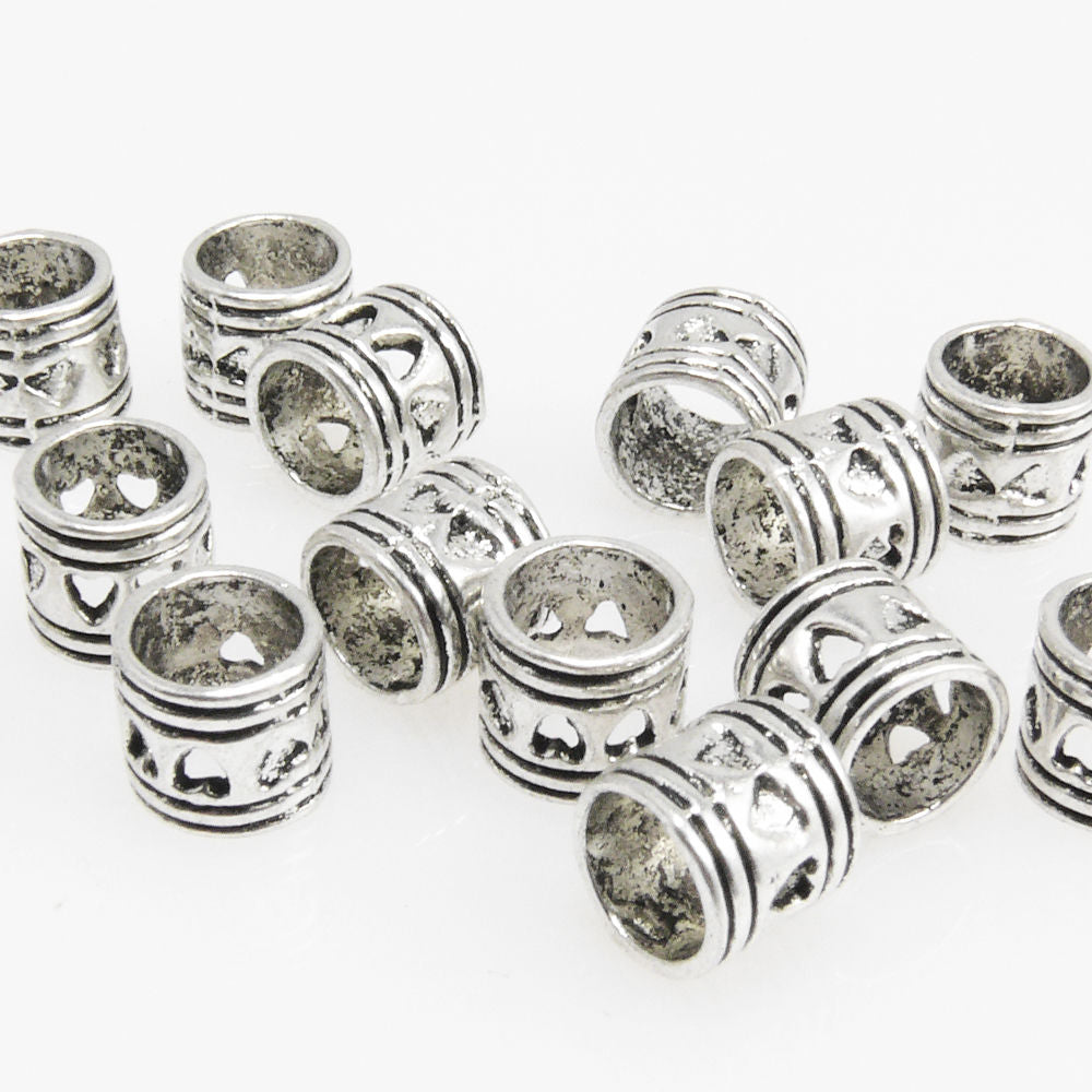 15 Metallperlen Perlen 6mm Spacer Großlochperlen Beads silberfarben antik-118