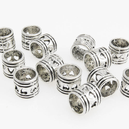 15 Metallperlen Perlen 6mm Spacer Großlochperlen Beads silberfarben antik-118