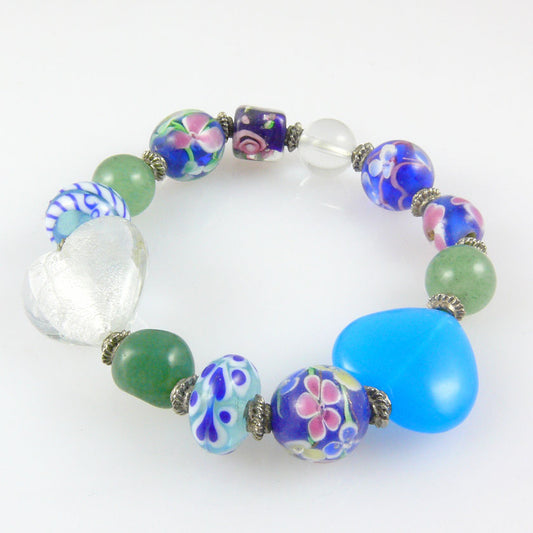 Damenarmband aus Glasperlen aquamarin-grün Armband Perlenarmband Trachtenschmuck