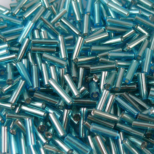 Rocailles-Stifte 6mm aqua 450 St. Glasperlen mit Silbereinzug Perlen Röhrchen blau