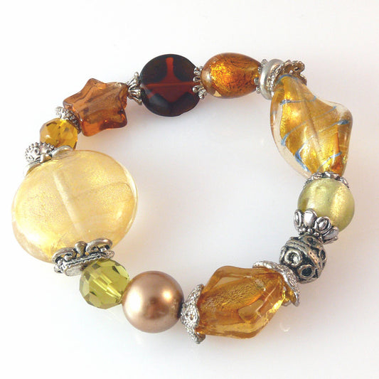 Damenarmband aus Glasperlen mit Silberfolie in topas Trachenschmuck Armbänder
