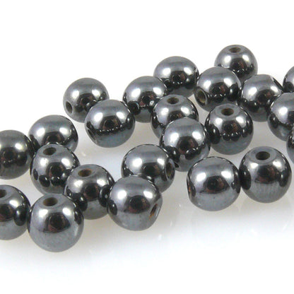 30 Hämatit Perlen Kugeln 6mm Bastelperlen metallgrau Schmuckkugeln grau -139