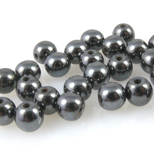 30 Hämatit Perlen Kugeln 6mm Bastelperlen metallgrau Schmuckkugeln grau -139