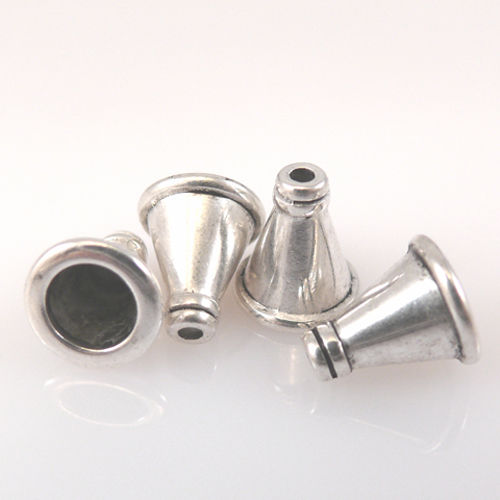 4 Perlenkappen Endkappen Perlkappen silbern Kappen 11mm -1148