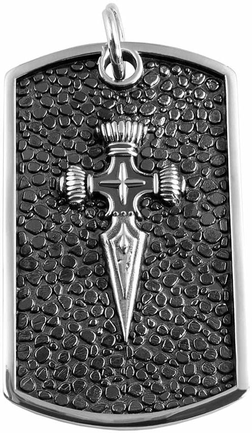 Edelstahlanhänger 5,5cm DOG TAG mit Dolch Ketten Anhänger silber Herrenschmuck