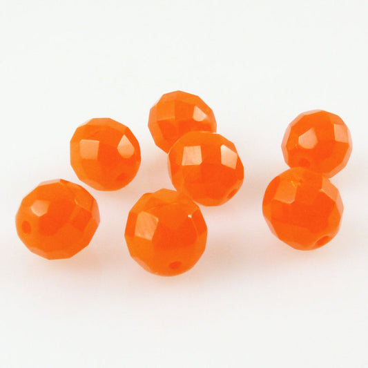 7x böhmische Glasschliffperlen Kugeln facettiert 10mm orange Glasperlen Beads