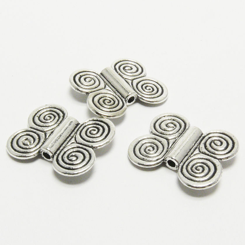 3x Metallperlen Schmetterlinge 17x20mm altsilber Metall Perlen zum Basteln -294