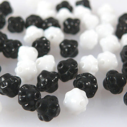 60 Glasperlen Spacer Rondelle schwarz weiß Perlen Mix Spacerperlen 6mm Perlenmix