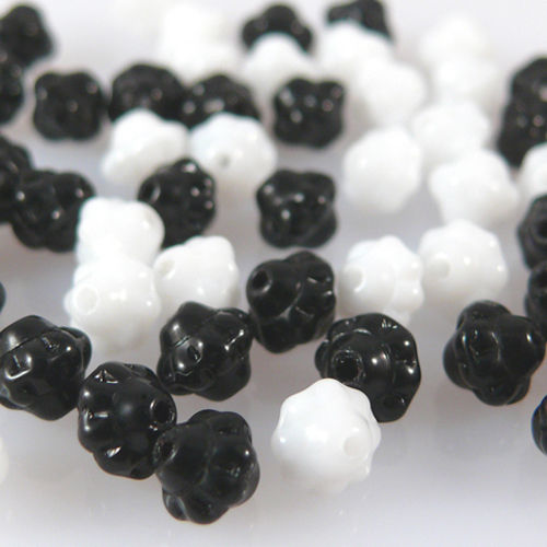 60 Glasperlen Spacer Rondelle schwarz weiß Perlen Mix Spacerperlen 6mm Perlenmix