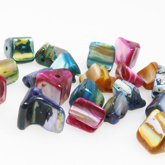 20 farbige Perlmutt Perlen Mix Muschelperlen 7x8mm bunt Bastelmischung -434