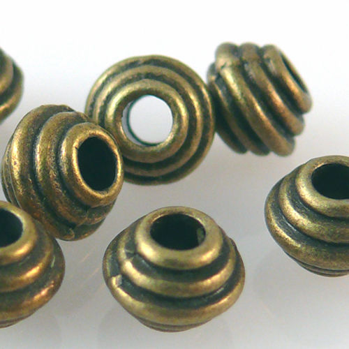 10 Metallperlen Perlen 6mm rund bronzefarben Metallkugeln Spacer Schmuck Basteln