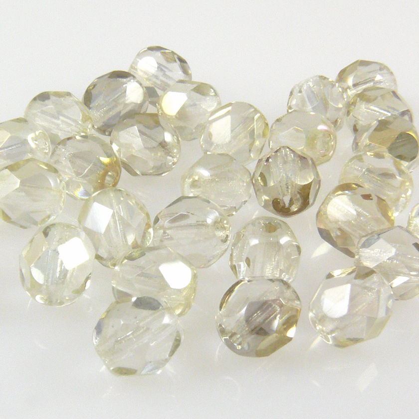 30x Glasschliffperlen 6mm kristall AB topaz Perlen Kugeln Facettenperlen Basteln