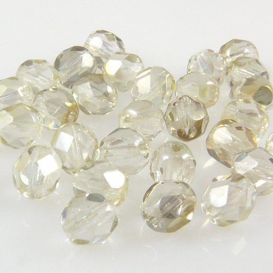 30x Glasschliffperlen 6mm kristall AB topaz Perlen Kugeln Facettenperlen Basteln