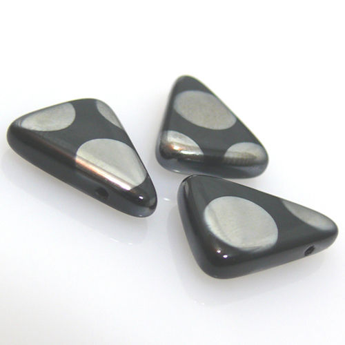 edle Perlen Dreieck schwarz silber Glasperlen 18mm -680