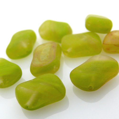 9 Glasperlen Rechteck 14mm grün matt Glas Perlen zur Schmuckherstellung neu